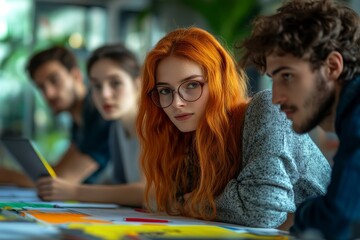 Group of young modern people planning strategy, Generative AI