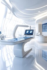 Poster - Futuristic Medical Examination Room with Modern Equipment.