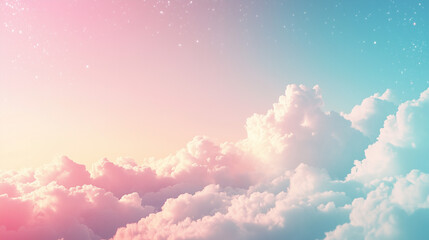 Sticker - Dreamy Pastel Clouds in a Vibrant Sunset Sky with Stars in the Horizon