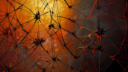 Wall Mural - abstract spider web pattern where the web dissolves into swirling, smoke-like forms