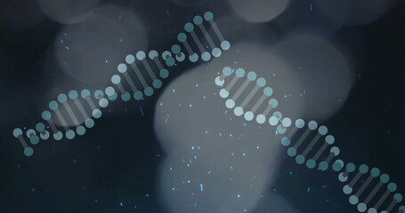 Wall Mural - DNA strands and particles, scientific data processing