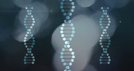 Wall Mural - DNA strands image over blurred abstract background