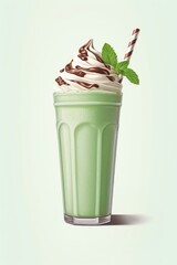 Wall Mural - Mint chocolate frappe milkshake smoothie dessert.