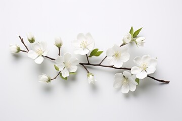 Wall Mural - White flowers and buds blossom petal plant.