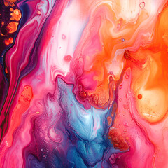 Fototapete - Colorful abstract composition with a whirlwind of shapes and shades that resemble streams of mixed bright colors. Dynamic image with expressive contrasts and deep colors.