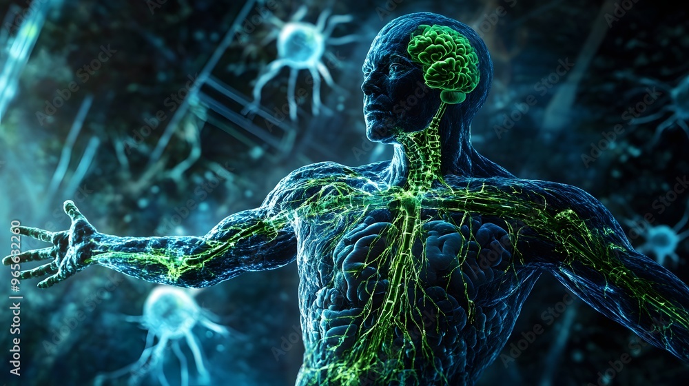 17. "Artistic depiction of the human lymphatic system and lymph nodes ...