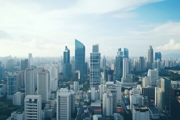 Canvas Print - Building city architecture skyscraper. AI generated Image by rawpixel.