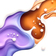 Poster - Illustration with smooth colored liquid splashes, waves and swirls, conveying fluidity and movement