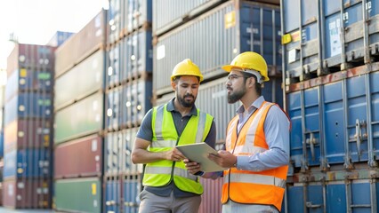 Workers loading cargo containers at an Indian port, depicting the global aspect of logistics and shipping.