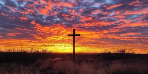 cross glowing at sunrise 