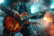 © Lubos Chlubny - Guitarist playing electric guitar on stage with scenic lighting