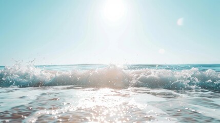 Wall Mural - Sunlit ocean waves sparkling under a clear sky