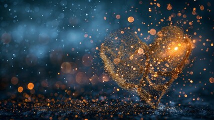 Aufkleber - Heart of glowing particles with a glitter effect on dark background