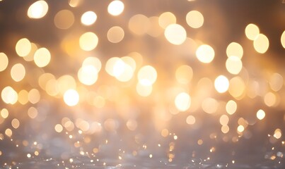 Abstract golden bokeh background with sparkling lights.