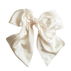 realistic white ribbon bow with elegant folds, tied in the center. isolated on white background.