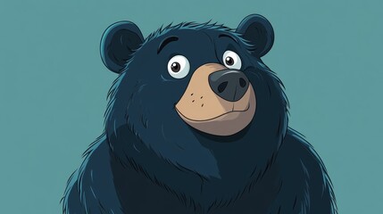 Wall Mural - Cartoon illustration of a playful black bear with a humorous expression