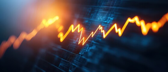 Abstract glowing line chart depicting financial growth, dangerous financial downturn concept