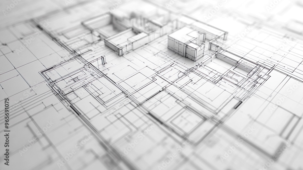 Architectural floor plan of a commercial building with detailed ...