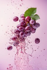 Fresh grape fruit with water splashes