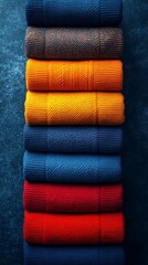 Canvas Print - A row of colorful knit socks stacked on top of each other