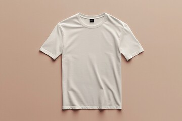 Wall Mural - Simple Tshirt Flatlay mockup in beige background created with generative AI