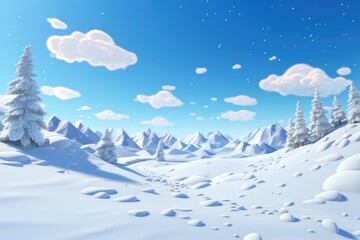 Poster - Snow landscape mountain outdoors.