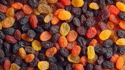 Seamless background of raisin grain various colors closeup view