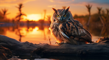  owl sits on a tree branch