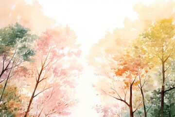 Poster - Trees watercolor background sky backgrounds sunlight.