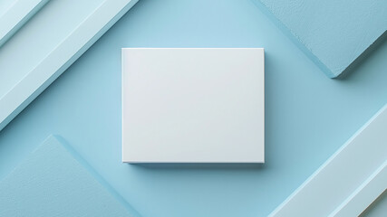 Blank White Canvas for Art Mockup, Message Note or Quote Text on Soft Blue Background