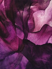 Wall Mural - Tie Dye Method Organic Hand Drawn Artistic Painting Dark Lavender Canvas Deep Burgundy Color Palette Textile Stunning Fashion Print Stylish Aquarelle Art Dreamy Effect