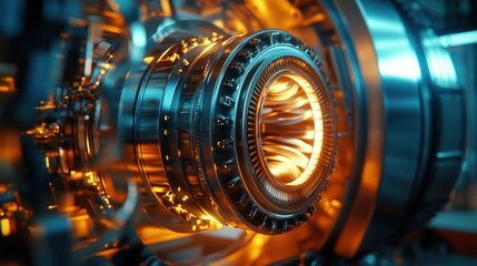 Futuristic electric turbine engine with future cybernetic technology background wallpaper AI generated image