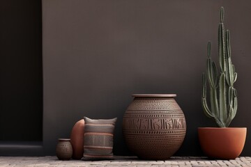 Canvas Print - Room terracotta brown wall.