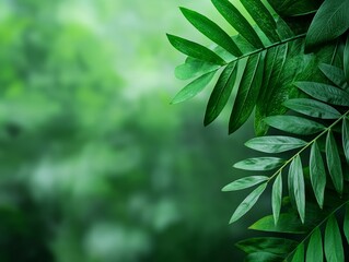 Wall Mural - lush green tropical foliage with blurred background - perfect for nature, summer, and eco-friendly d