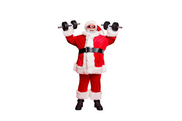 Wall Mural - full length body size view of his he nice attractive cheerful cheery glad strong bearded santa worki