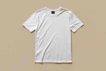 Wall Mural - Simple Tshirt Flatlay mockup in beige background created with generative AI