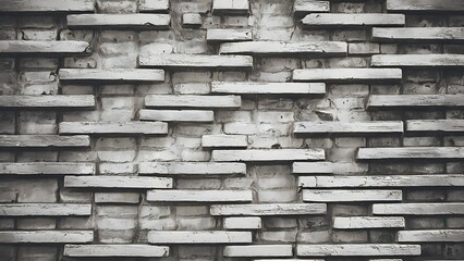 Full frame of white grunge textured brick wall background