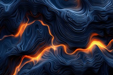 Sticker - Abstract Blue and Orange Waves Pattern Background