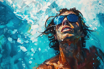 Dive into vibrant summer vibes with this stunning artwork of a carefree individual