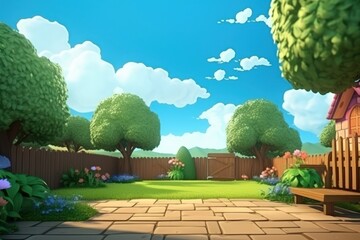 Wall Mural - Outdoors backyard cartoon nature.