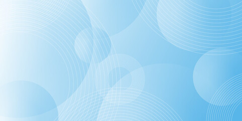 Leinwandbilder - blue background with white circle rings. Blue gradient minimal vector background with circle difference shape. geometric website landing page or banner template modern style vector illustration.