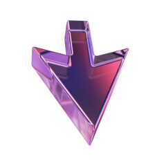 Wall Mural - 3D glass arrow icon, purple transparent UI crystal cursor, y2k glossy direction emblem, pointer. Game interface pictogram, website click navigation shape, modern web button. 3D arrow direction sign