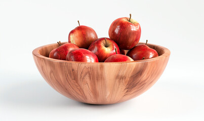 Wooden Bowl of Fresh Red Apples – Healthy Eating and Nutrition