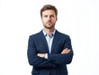 © Tendo - Businessman in suit looking at camera and arms crossed on white background