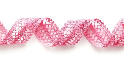 Sticker - Pink crochet lace tape adhesive strip white background celebration magenta.