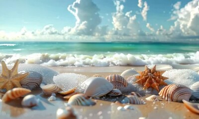 Wall Mural - Coastal Charm of SeashellCCoastal Charm of Seashell Beach Video