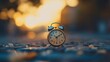 © willian - Vintage Alarm Clock on Cobblestone Street at Sunset