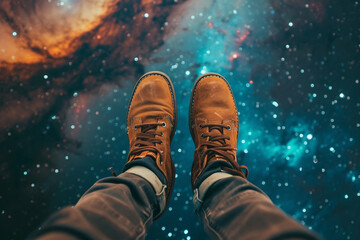 Wall Mural - modernistic futuristic space traveling conceptual photo image ai generative cosmic science fiction