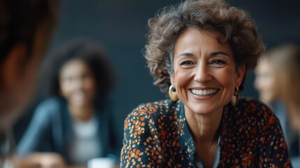 Canvas Print - Smiling Businesswoman in Office Setting