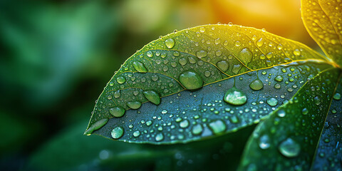 A leaf with water droplets on it